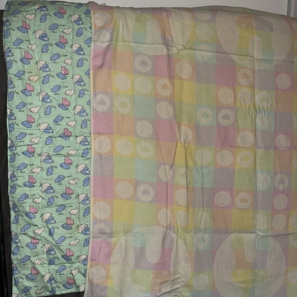 Set of 2 Baby Receiving Blankets Bunnies 35x35” Whales Dolphins Kupu 28x30” - Picture 2 of 13